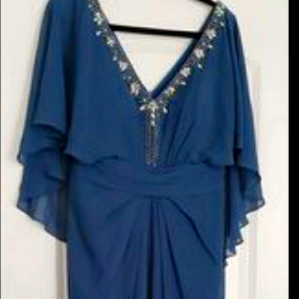 Formal V-neck floor length sheath dress